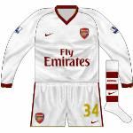 2007-08:
Later that month saw a white version of the shorts (as opposed to the home pair) used for the Carling Cup trip to Sheffield United.